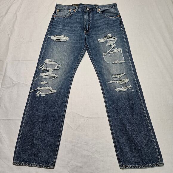 Levi's [Read] Men's 551 Z Straight Leg Distressed Blue Size 36x34(33) - Picture 1 of 14